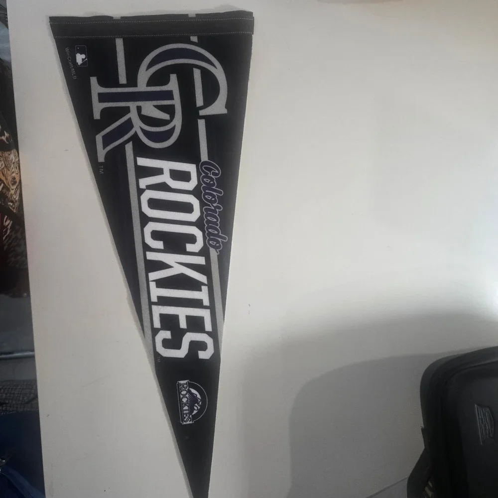 WinCraft Colorado Rockies MLB Pennant Black Felt Baseball Wall Decor Logo 12x30